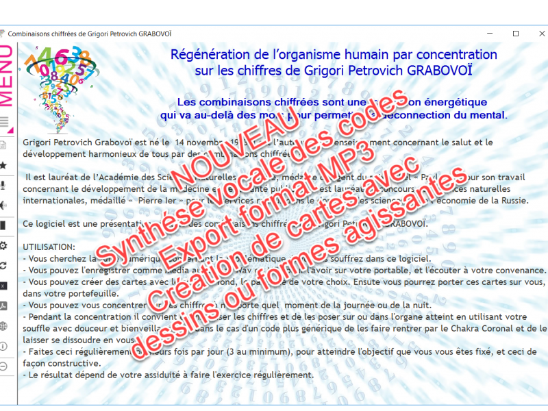 Combinaisons chiffrées de Grigori Petrovich GRABOVOÏ